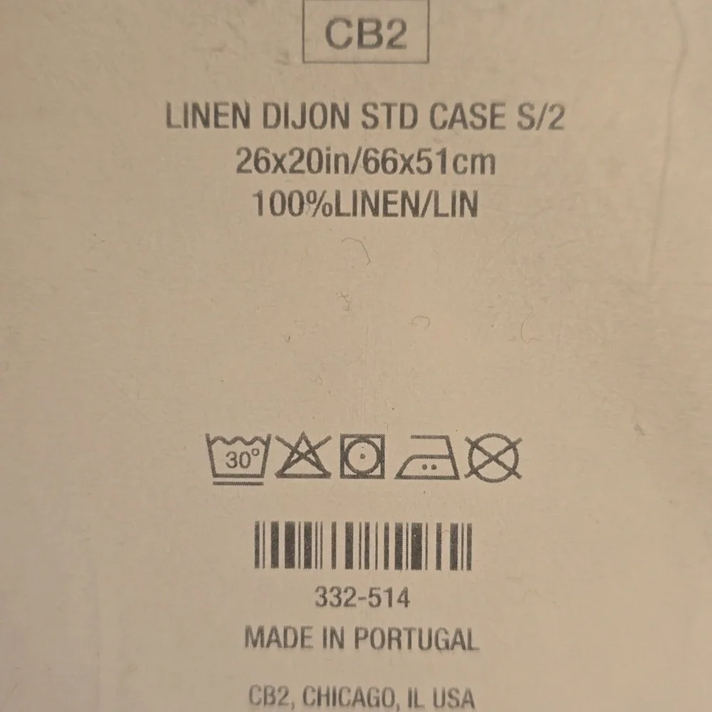 CB2 Linen Dijon Standard Pillowcases Set of 2, 51x66 cm